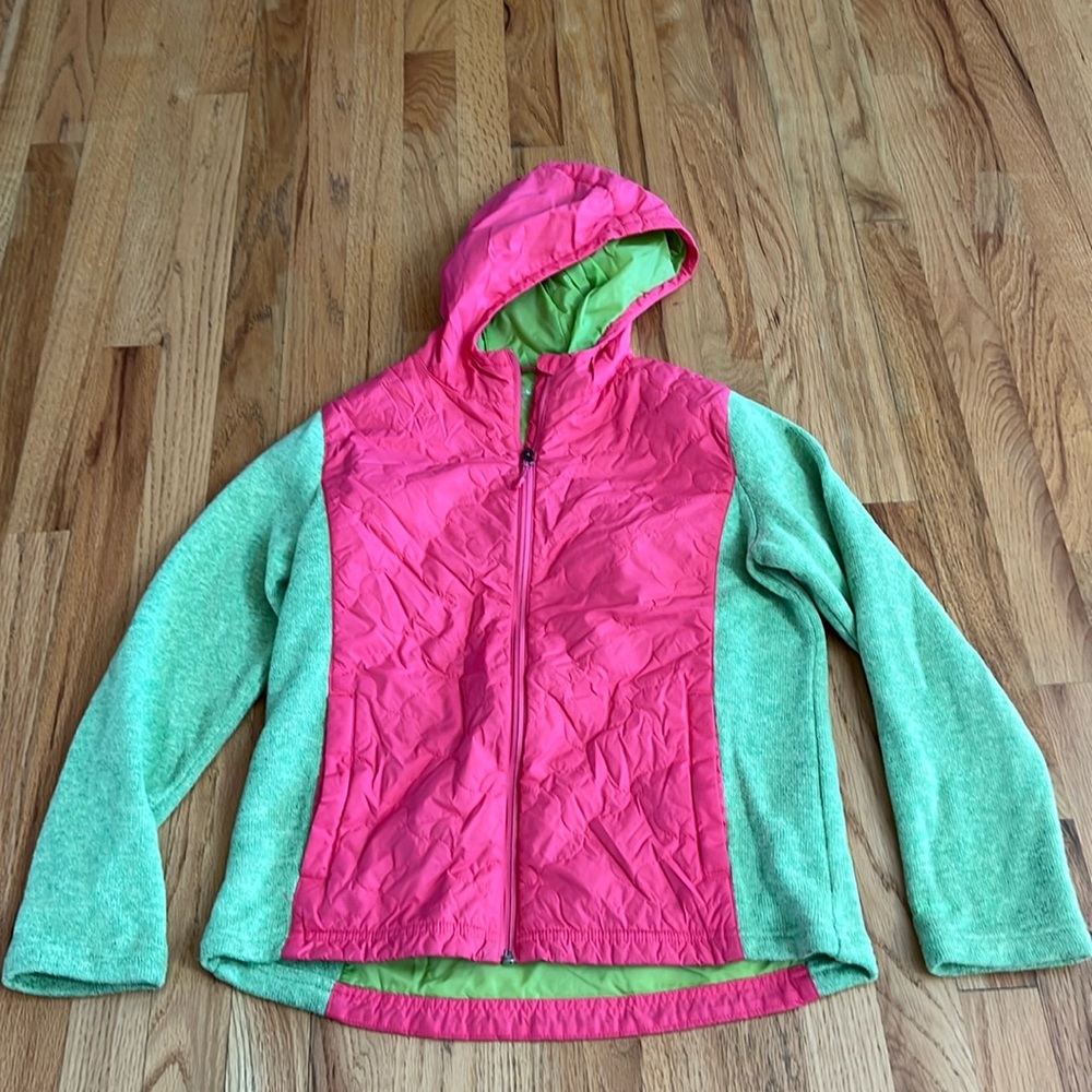 L.L. Bean Quilted Mixed Material Girls Jacket, Size XL 18